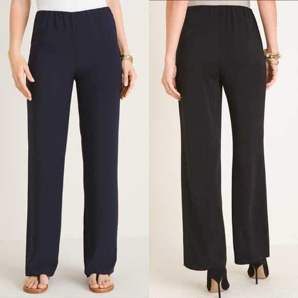 Chico's Wide Leg Side Zip Pants Black 16 New - Picture 1 of 12